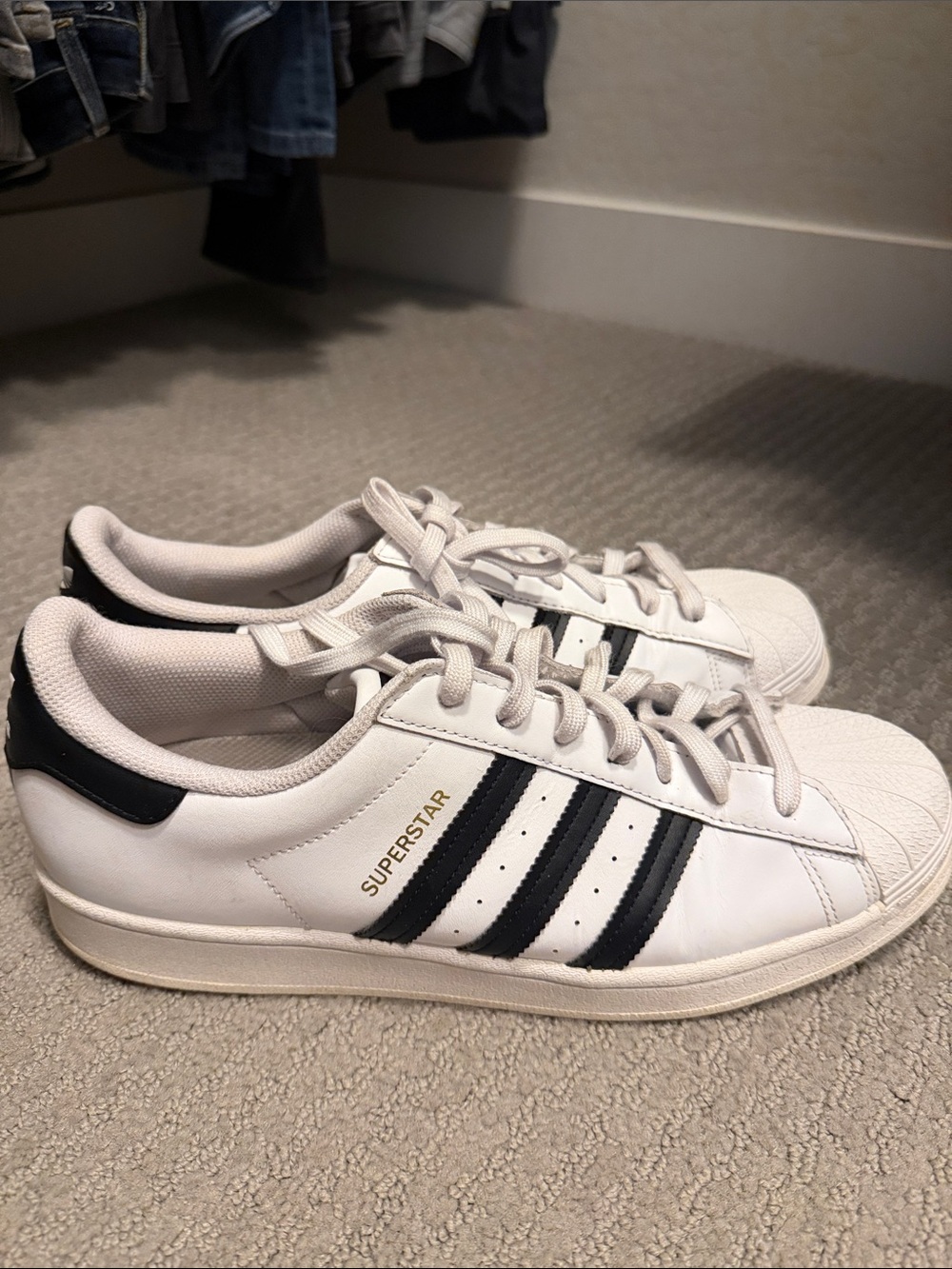 adidas White and Black Leather Sneakers